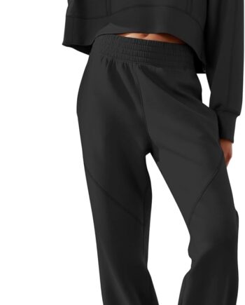 Women 2-piece lounge set cropped sweatshirt joggers fashion sweatsuit set