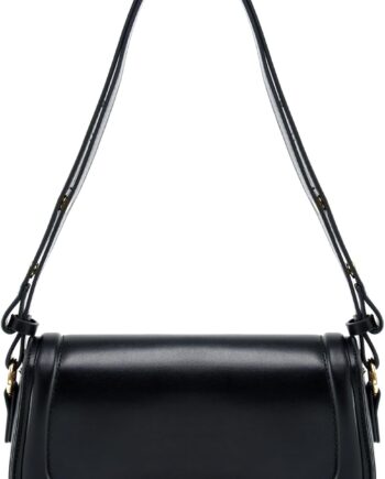 Small Leather Shoulder Purse for Women with Zipper Crossbody Strap