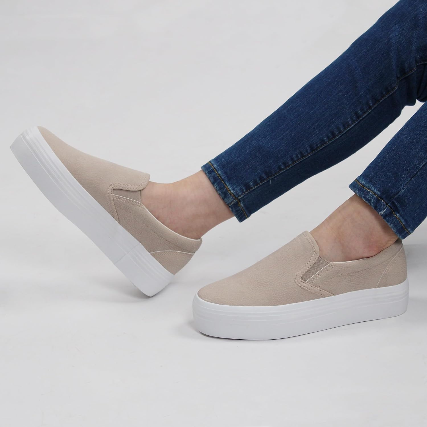 Slip-On Platform Loafers Casual Comfortable Everyday Shoes
