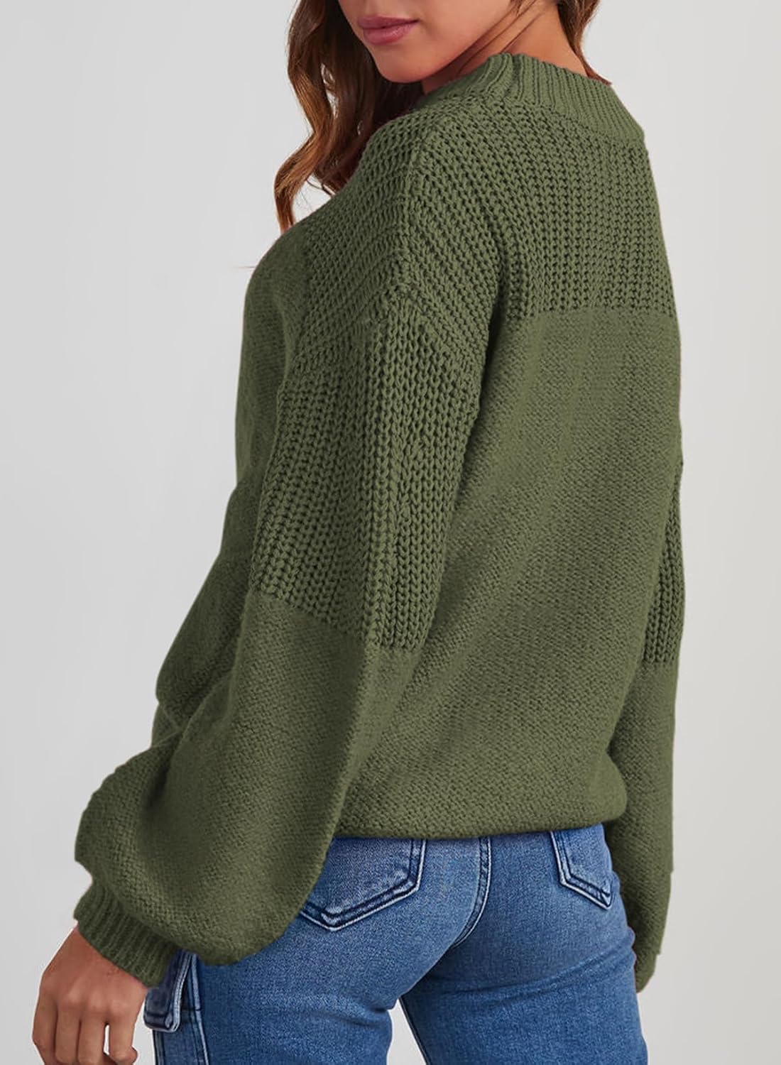 Women’s Casual Crew Neck Knit Sweater Loose Long Sleeve Pullover