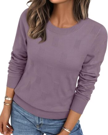 Women’s Lightweight Long Sleeve Knit Pullover Casual Sweater Top