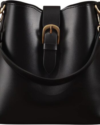 Bucket Vegan Leather Bag For Women  Retro Faux Casual  Classic Vintage Simple Shoulder Handbag