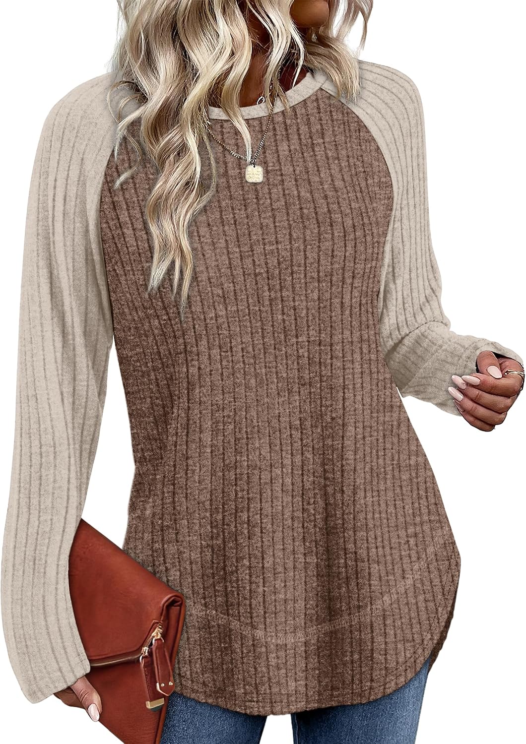 Women’s Lightweight Long Sleeve Tunic Sweater Loose Fit Casual Top